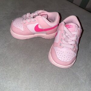 Nike Kids Light Pink Sneakers with Hot Pink Swoosh